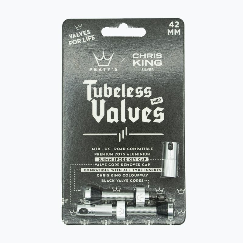 Peaty'S X Chris King Mk2 Tubeless Valves kit de supape presta PTV2-42-SIL-12 gri 83777 2