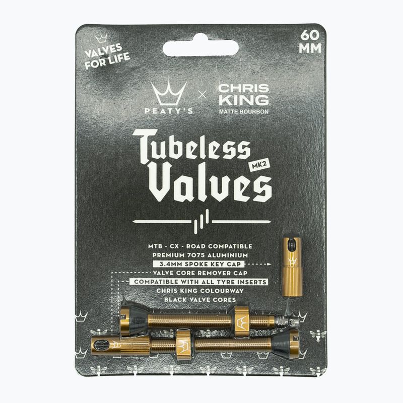 Set de supape presta Peaty's X Chris King MK2 Tubeless Valves 60 mm bourbon 2