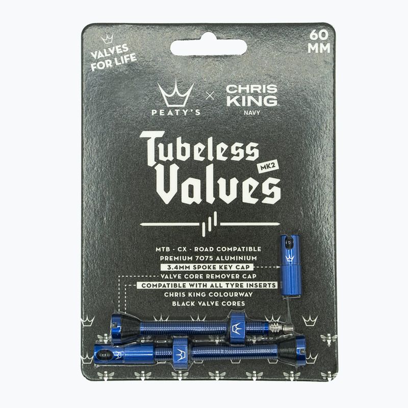Set de supape presta Peaty's X Chris King MK2 Tubeless Valves 60 mm navy 2