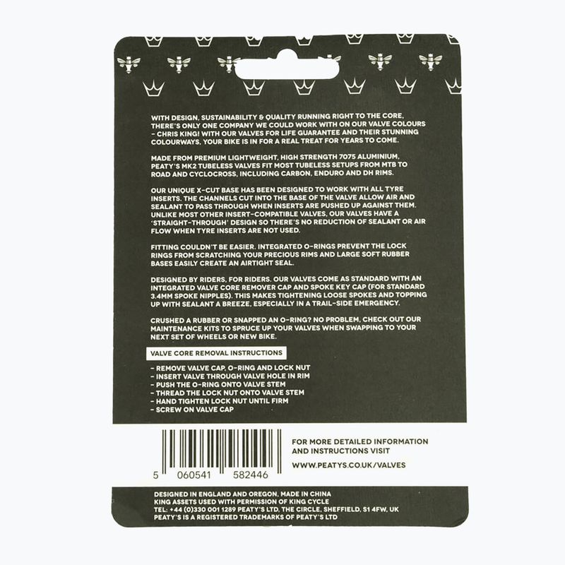 Set de supape presta Peaty's X Chris King MK2 Tubeless Valves 60 mm mango 3