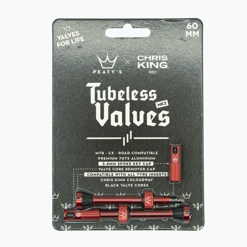 Set de supape presta Peaty's X Chris King Mk2 Presta Tubeless PTV2-60-RED-12 roșu 83790 2
