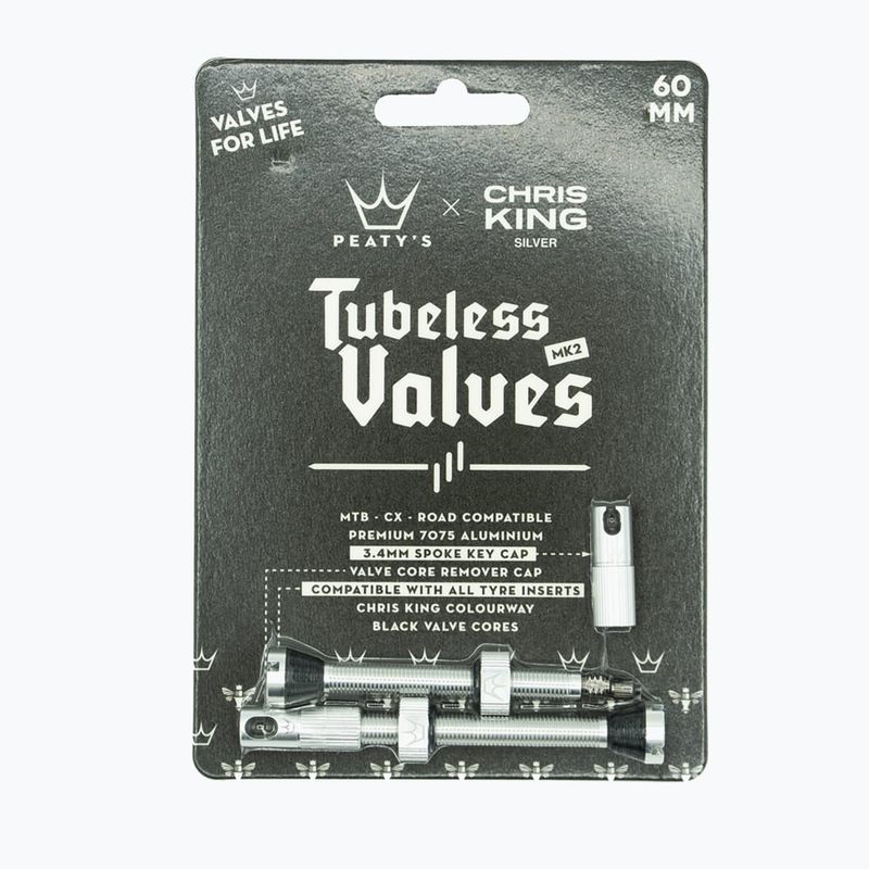 Set de supape presta Peaty's X Chris King Mk2 Presta Tubeless PTV2-60-SIL-12 argintiu 83791 2