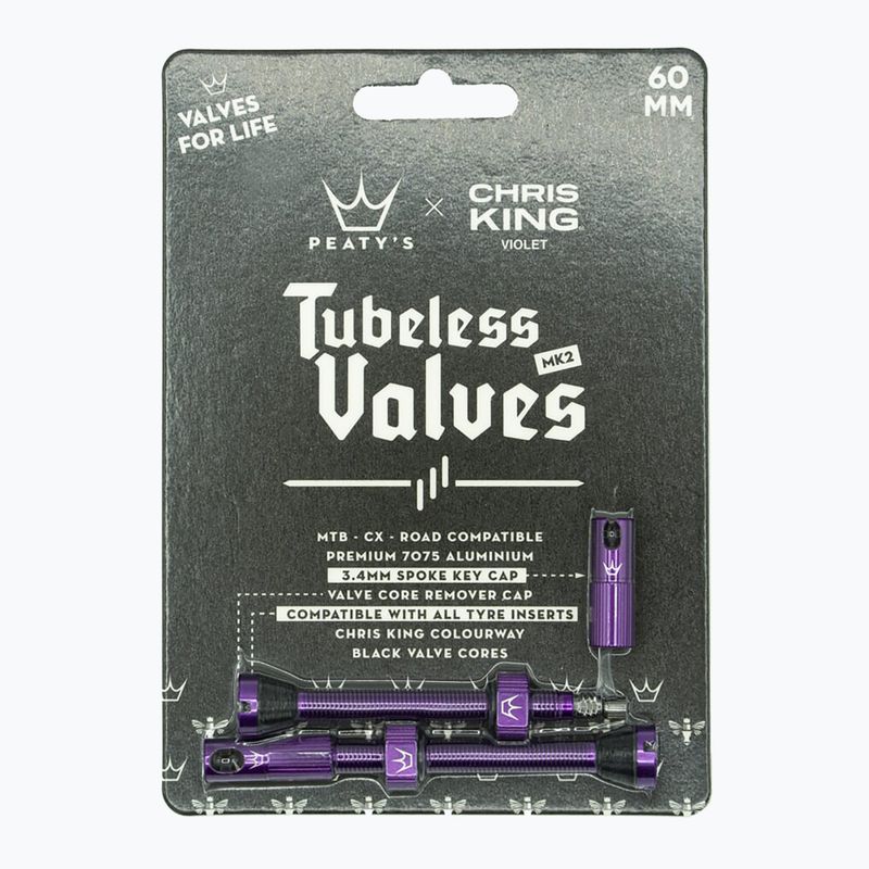 Set de supape presta Peaty's X Chris King MK2 Tubeless Valves 60 mm violet 2