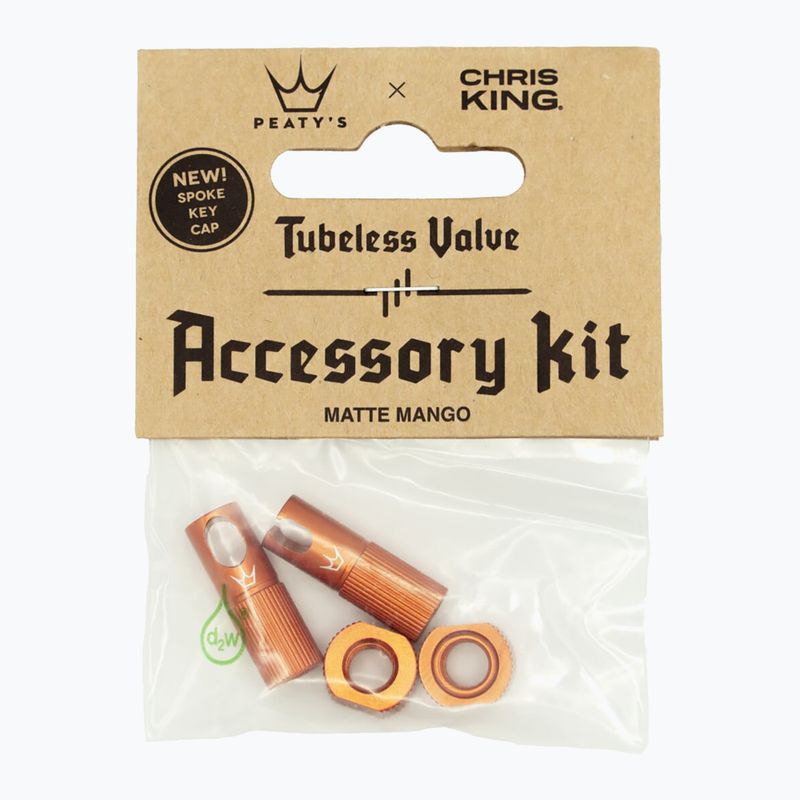 Capac de supapă pentru anvelope Peaty's X Chris King MK2 Tubeless Valves Accessory Kit mango