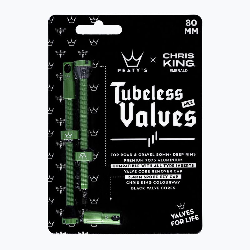 Set de supape presta Peaty's X Chris King MK2 Tubeless Valves 80 mm emerald 2