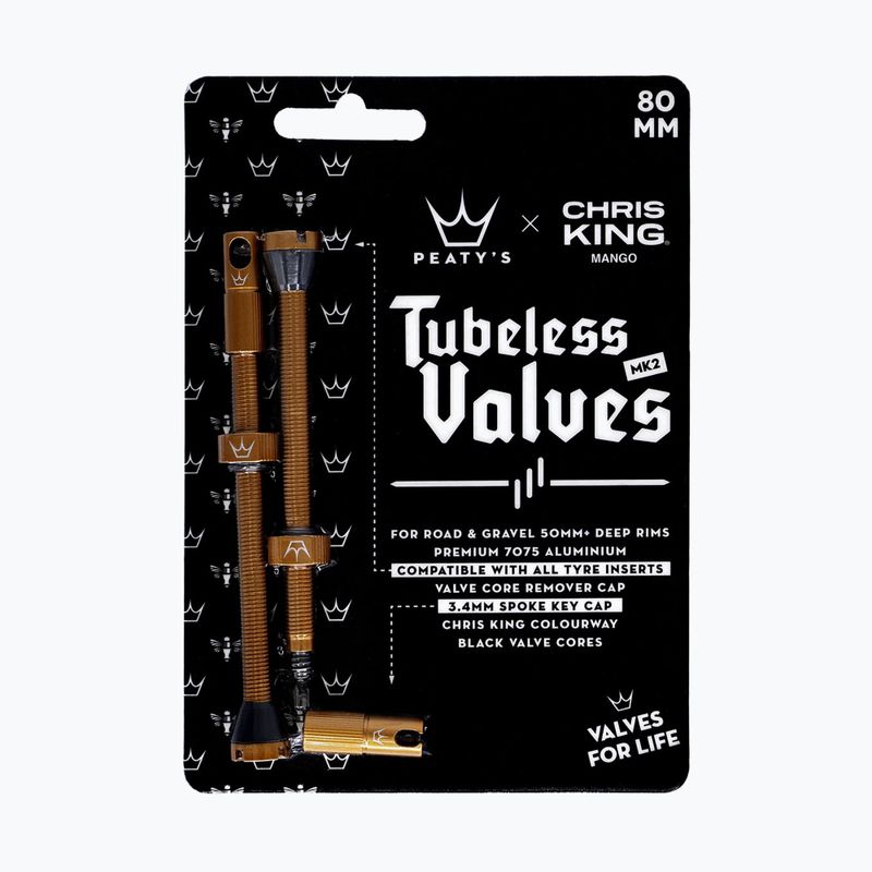 Set de valve presta Peaty's X Chris King MK2 Tubeless Valves 80 mm mango 2