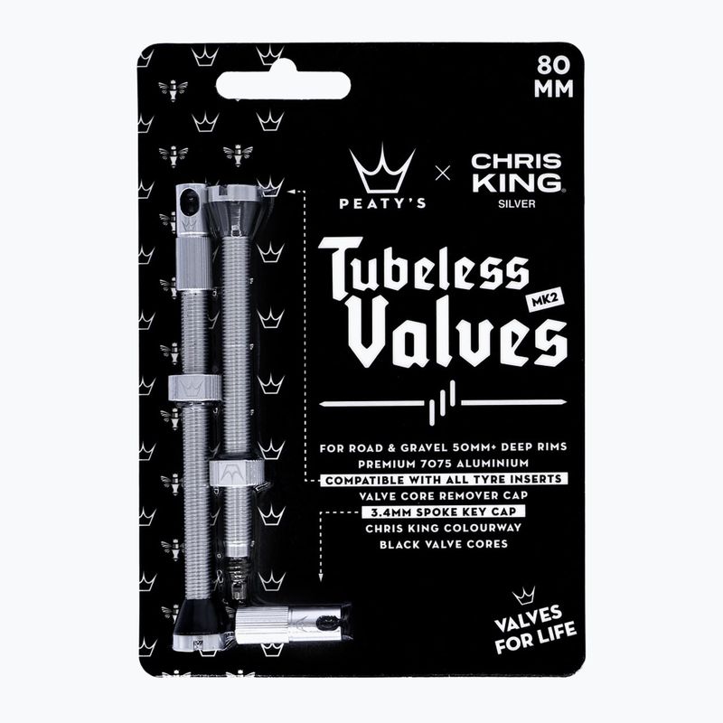 Set de supape presta Peaty's X Chris King MK2 Tubeless Valves 80 mm silver 2