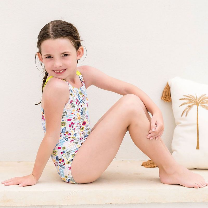 Costum de înot dintr-o piesă pentru copii  Splash About Jungle Paradise lime    Noutate