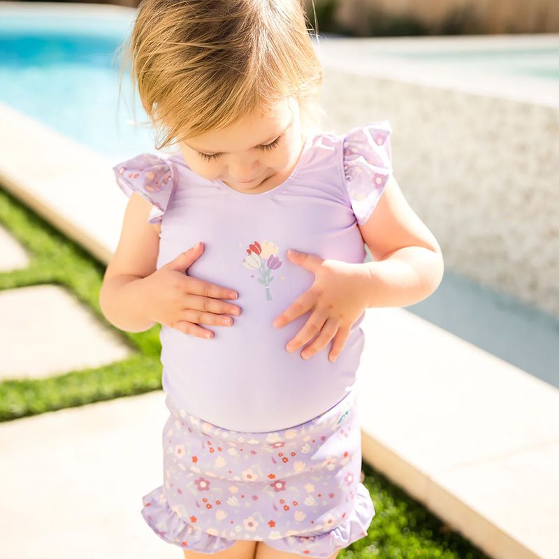 Costum de baie pentru copii dintr-o piesă cu scutec  Splash About Happy Nappy Frills strawberry field 4