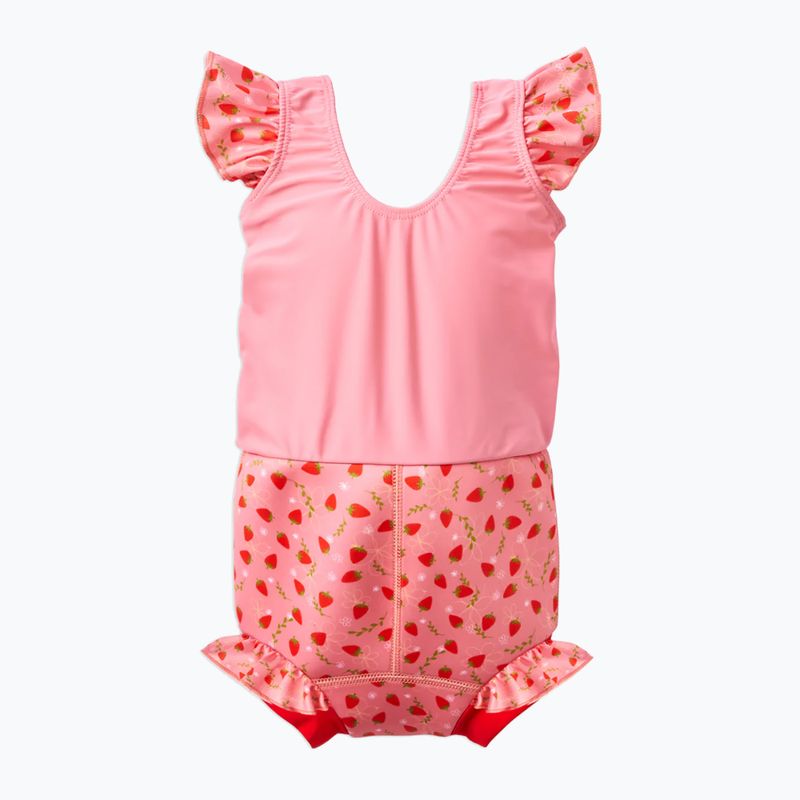Costum de baie pentru copii dintr-o piesă cu scutec Splash About Happy Nappy Frills strawberry field 2