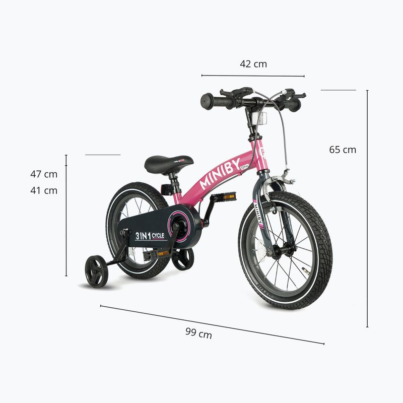Bicicletă pentru copii Qplay Miniby 3in1 rose 6
