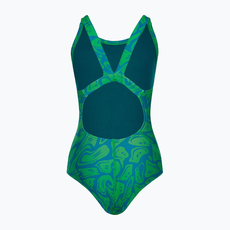 Costum de baie dintr-o singură piesă pentru copii Nike Hydrastrong Multi Print Fastback verde NESSD045-380 2