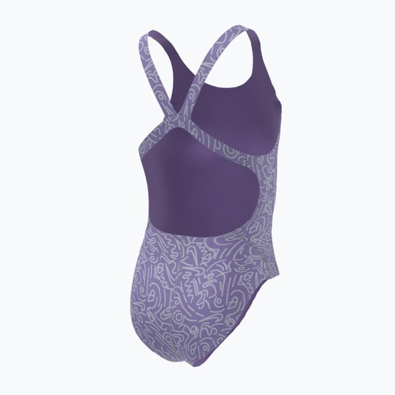 Costum de baie o piesă pentru copii Nike Hydrastrong Multi Print Fastback space violet pentru copii 6