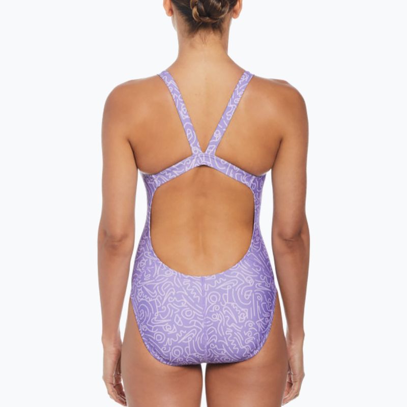 Costum de baie dintr-o singură piesă pentru femei Nike Hydrastrong Multi Print Fastback space purple 5