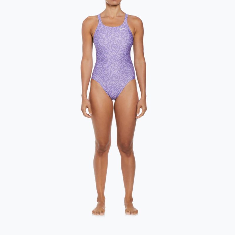 Costum de baie dintr-o singură piesă pentru femei Nike Hydrastrong Multi Print Fastback space purple 7