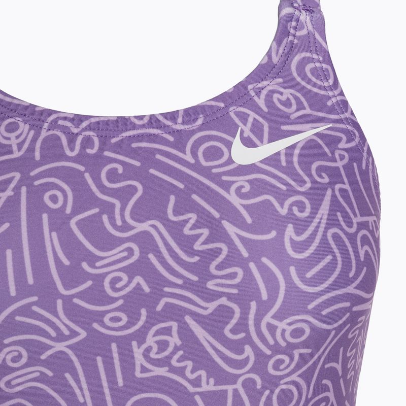 Costum de baie dintr-o singură piesă pentru femei Nike Hydrastrong Multi Print Fastback space purple 3