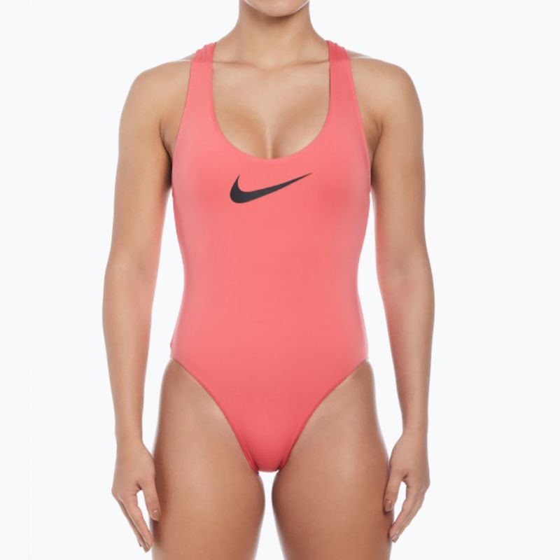 Costum de baie o singură piesă pentru femei Nike Logo Tape coral mare 5