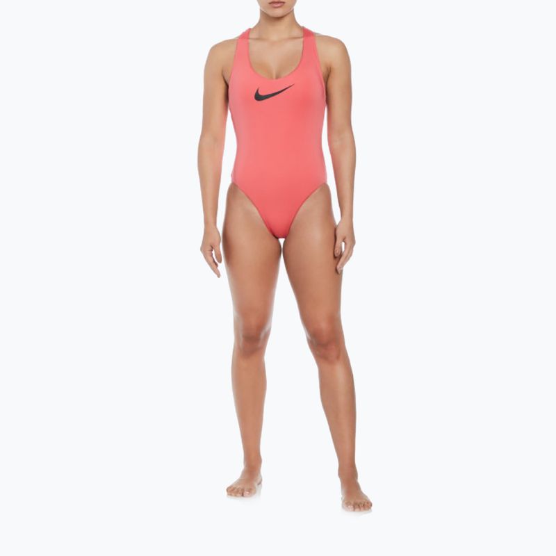 Costum de baie o singură piesă pentru femei Nike Logo Tape coral mare 9