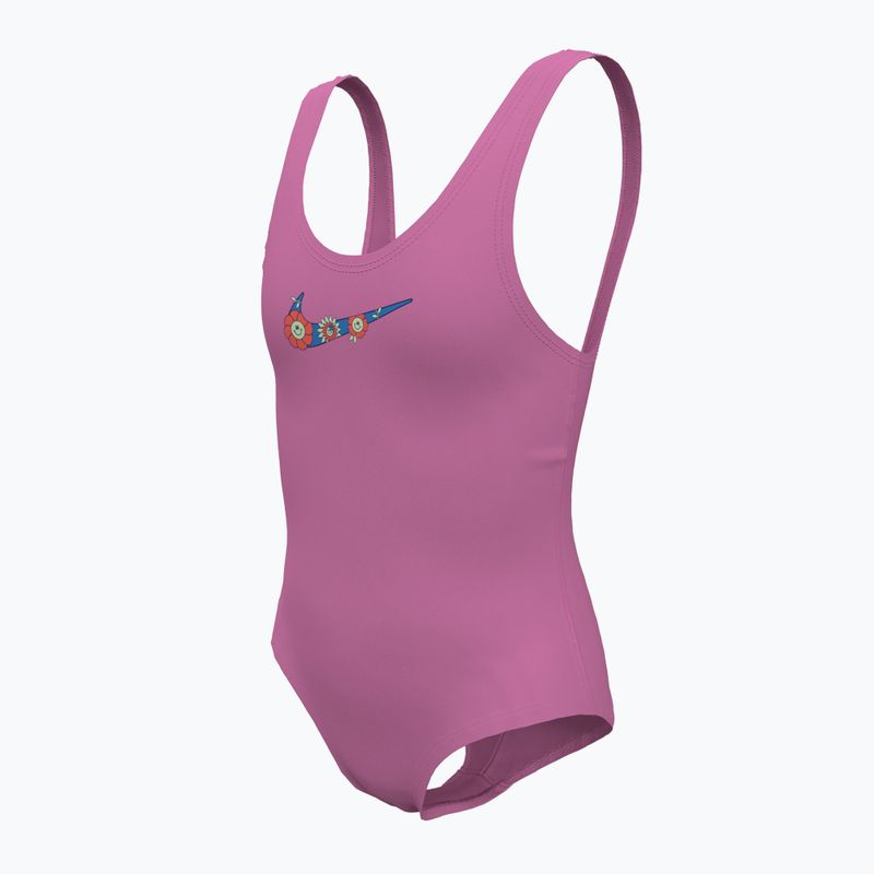 Costum de baie dintr-o bucată pentru copii Nike Multi Logo U-Back playful pink 5