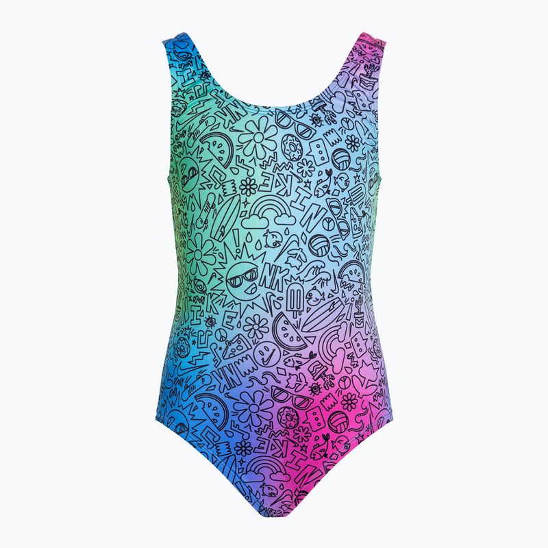 Costum de baie dintr-o bucată pentru copii Nike Doodle U-Back cool multi