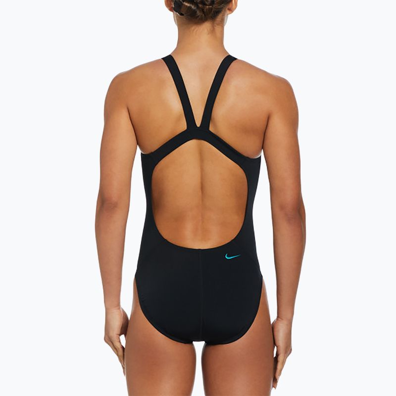 Costum de baie dintr-o piesă pentru femei Nike Hydrastrong 3D Swoosh Fastback black 3