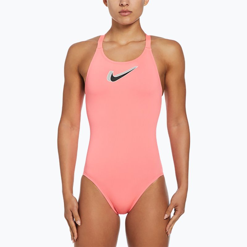 Costum de baie dintr-o piesă pentru femei Nike Hydrastrong 3D Swoosh Fastback hot punch