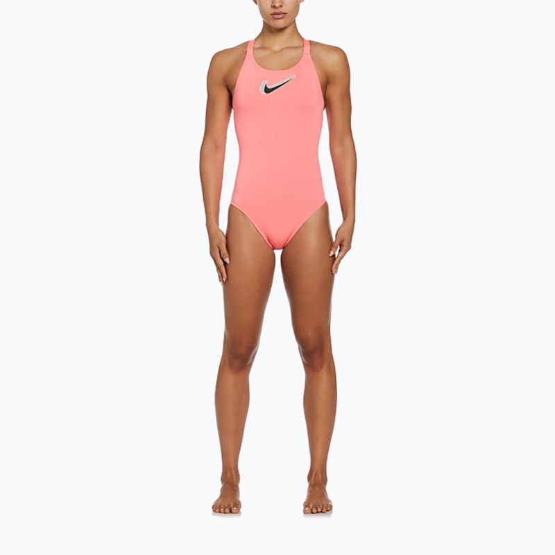 Costum de baie dintr-o piesă pentru femei Nike Hydrastrong 3D Swoosh Fastback hot punch 2