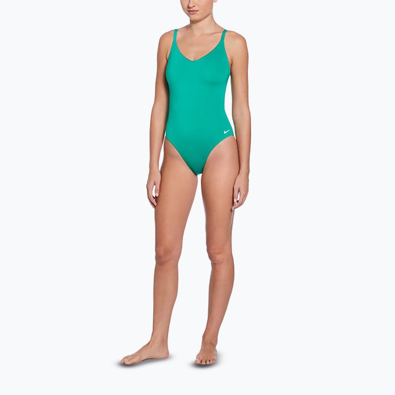 Costum de înot dintr-o piesă pentru femei Nike Essential V-Neck stadium green 5
