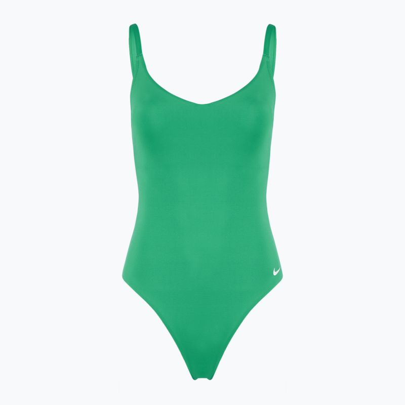 Costum de înot dintr-o piesă pentru femei Nike Essential V-Neck stadium green