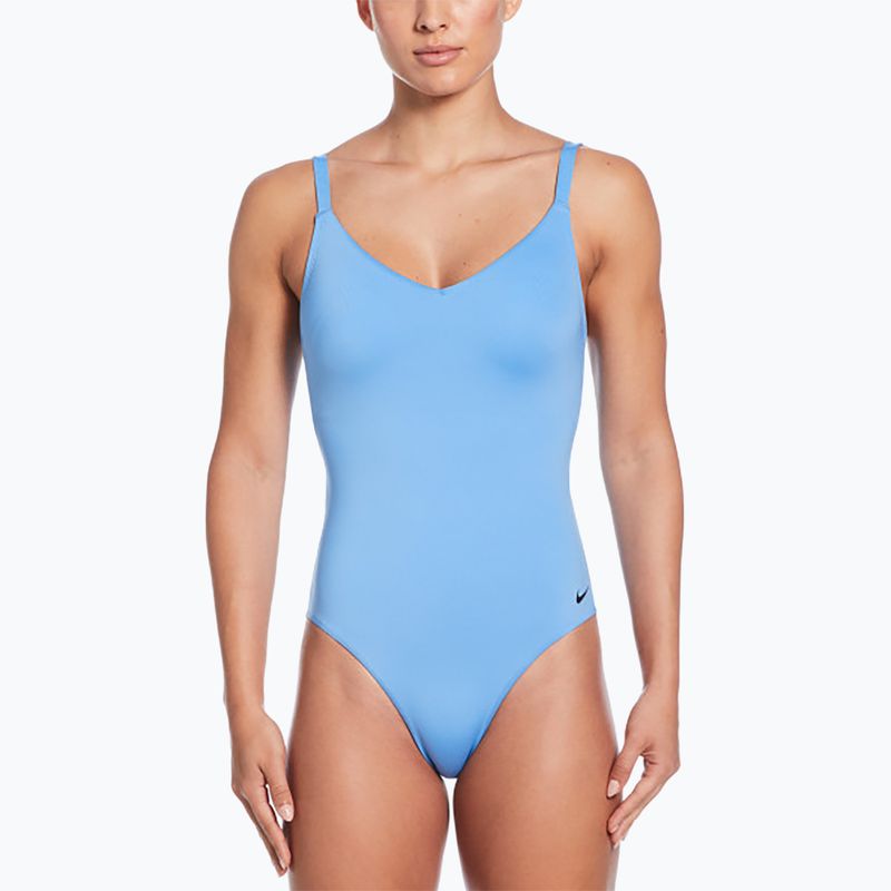 Costum de înot dintr-o piesă pentru femei Nike Essential V-Neck university blue