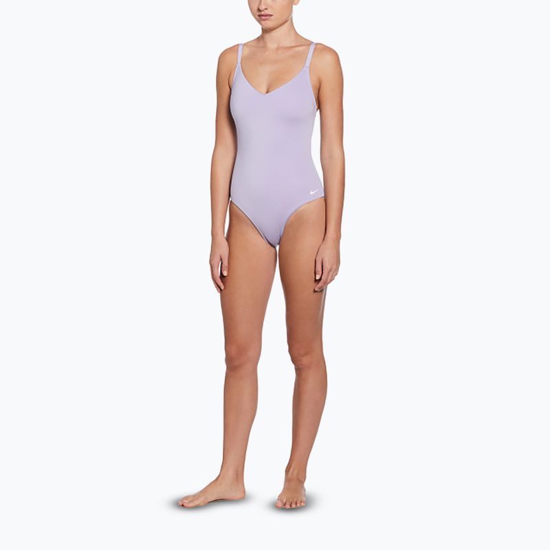 Costum de înot dintr-o piesă pentru femei Nike Essential V-Neck hydrangeas 2