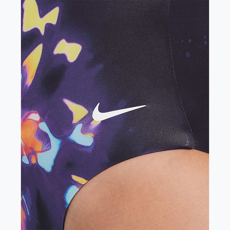 Costum de baie dintr-o piesă pentru femei Nike Floral Blur V-Neck black 4