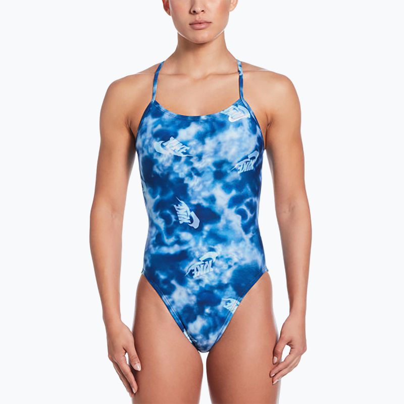 Costum de înot dintr-o piesă pentru femei Nike Hydrastrong Cutout blue