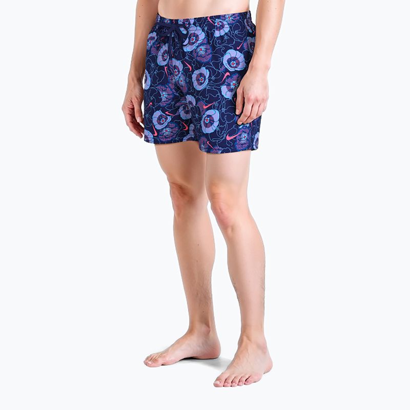 Șorturi de baie pentru bărbați Nike Multi Poppy Print 5" Volley midnight navy