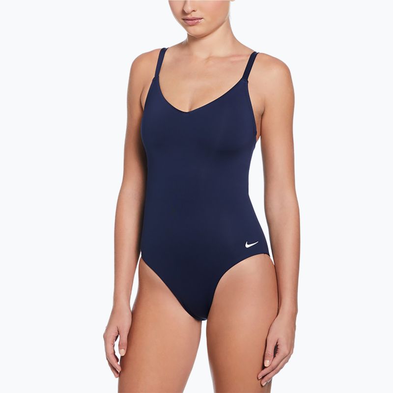 Costum de baie întreg pentru femei Nike Essential V-Neck midnight navy