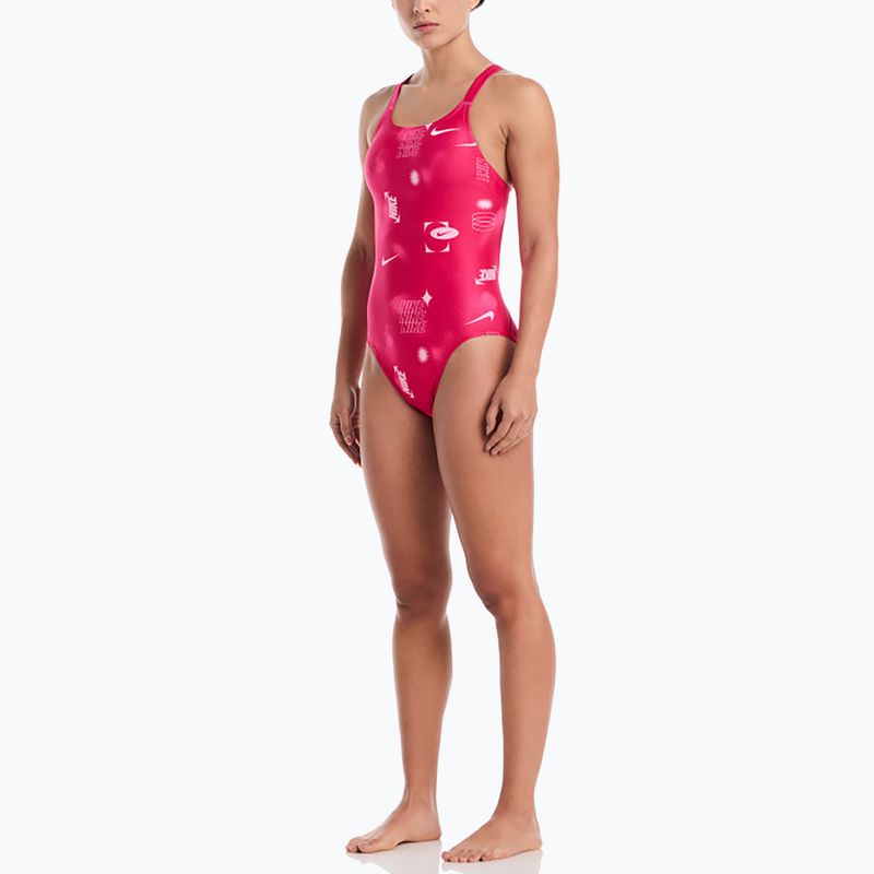 Costum de baie întreg pentru femei Nike Hydrastrong Fastback rush pink 2