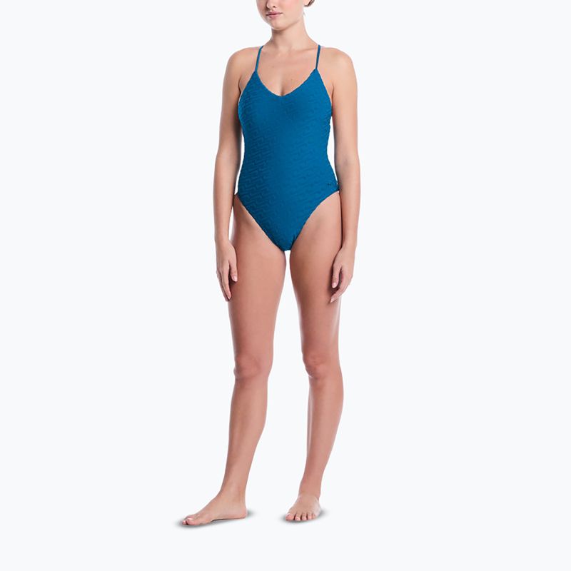 Costum de înot întreg pentru femei Nike Swoosh Link Y-Back green abyss 2