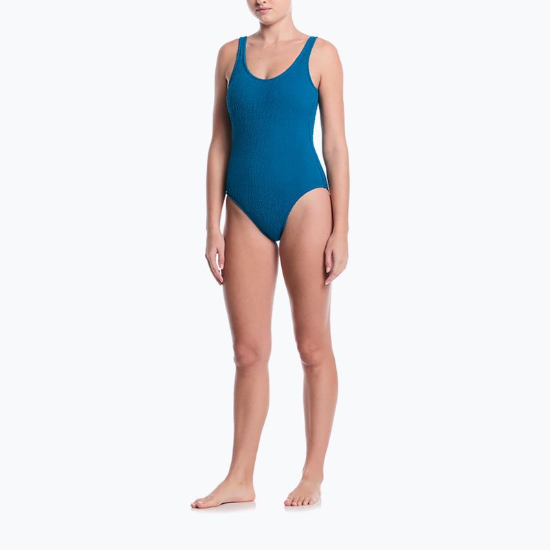 Costum de înot întreg pentru femei Nike Shoreline Pucker Scoop Neck black 2