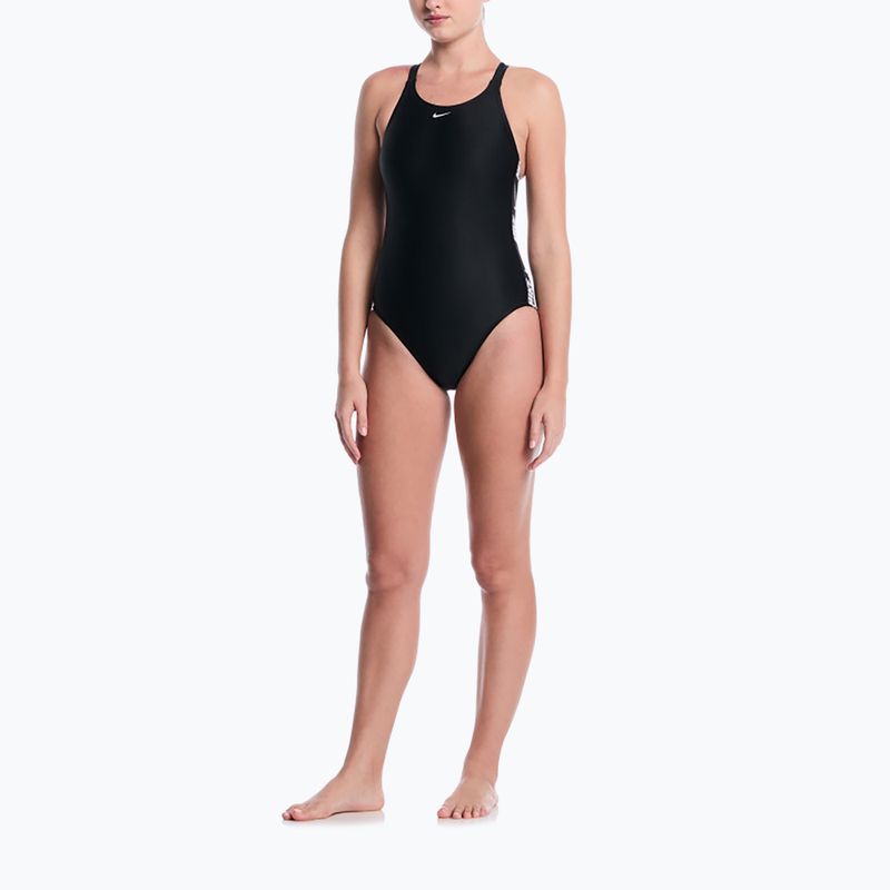 Costum de înot întreg pentru femei Nike Logo Tape Fastback black 2