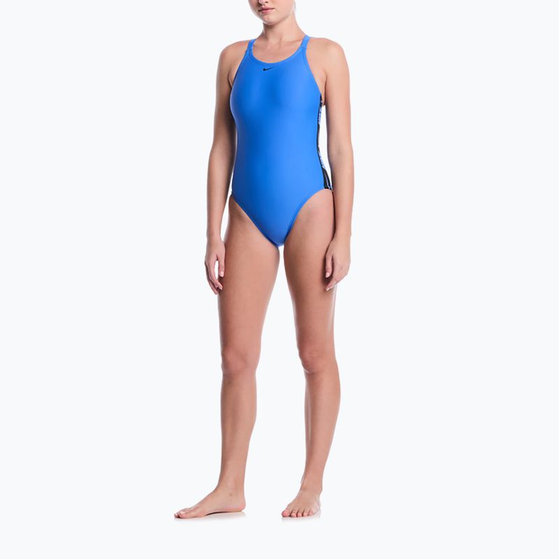 Costum de înot întreg pentru femei Nike Logo Tape Fastback blue crystal 2