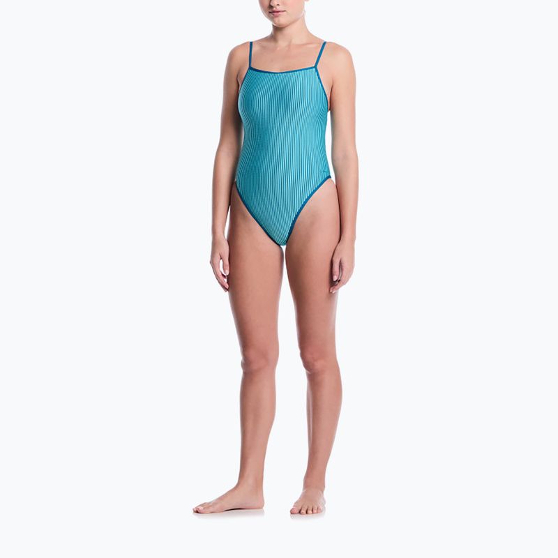 Costum de înot întreg pentru femei Nike Ocean Bound Ripple Texture Square Neck bleached turquoise 2
