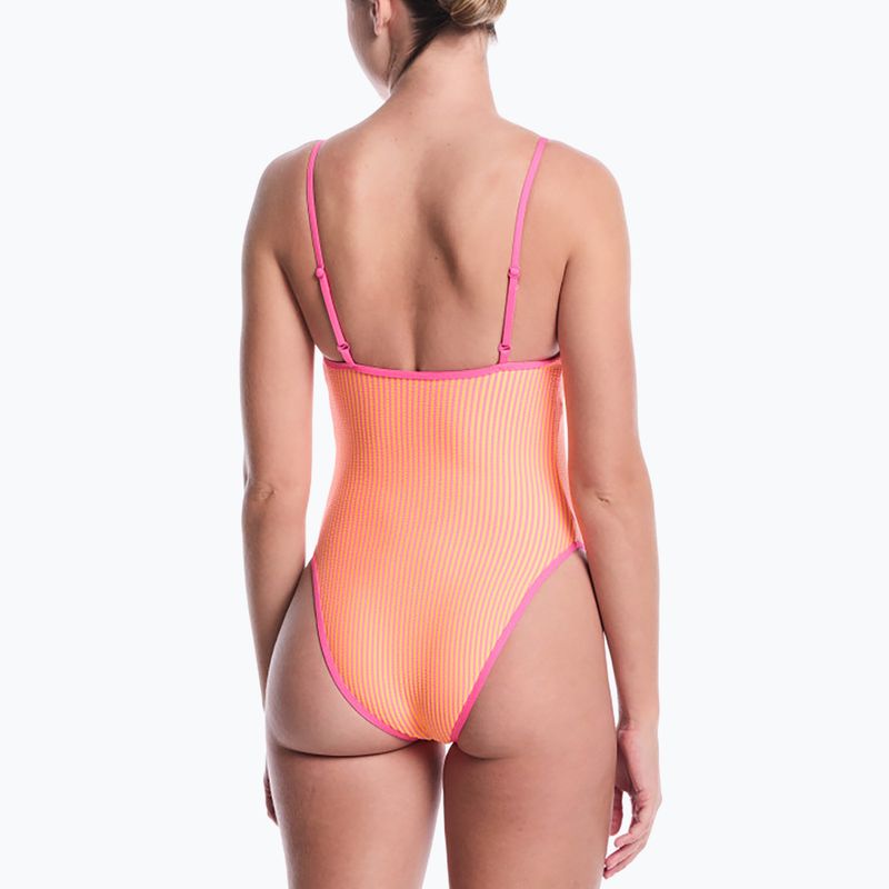 Costum de înot întreg pentru femei Nike Ocean Bound Ripple Texture Square Neck pink glow 3
