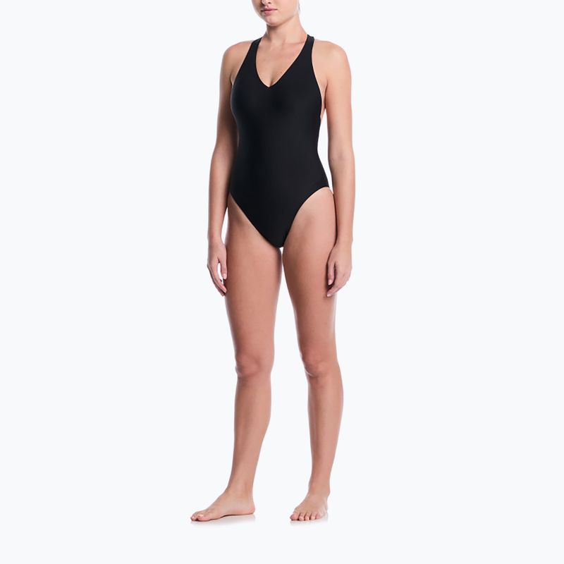 Costum de înot întreg pentru femei Nike Hydralock Luxe Sail Boat V-Neck black 2