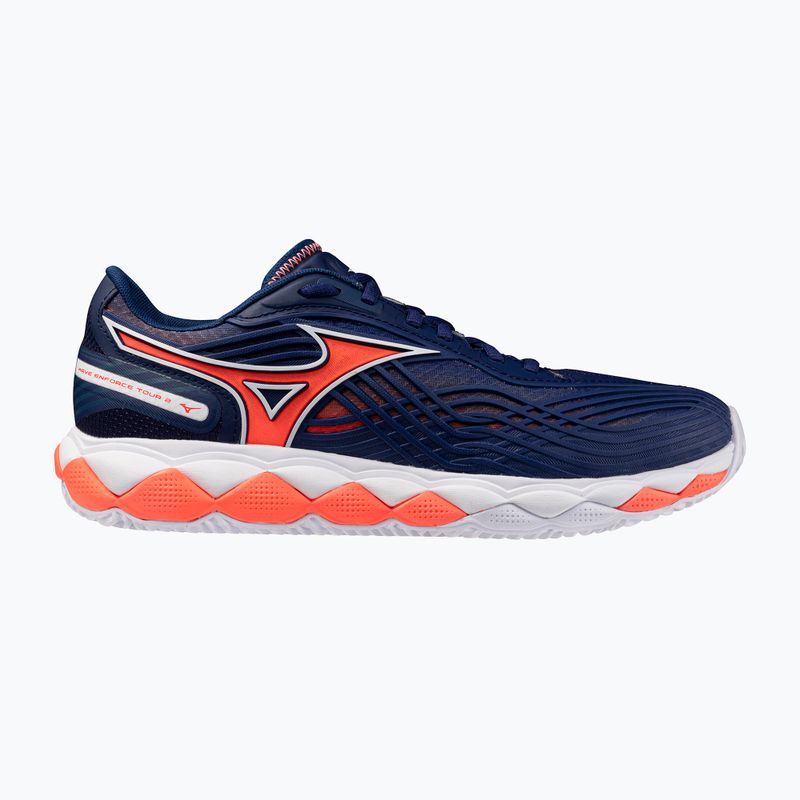 Încălțăminte de tenis pentru bărbați Mizuno Wave Enforce Tour 2 CC beacon blue/white/lava orange 8