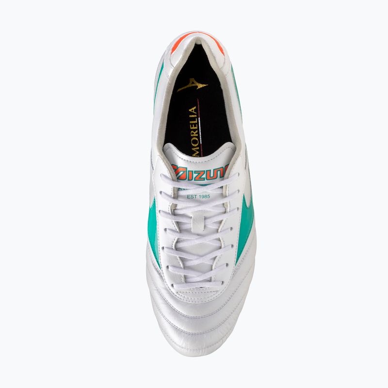 Încălțăminte de fotbal Mizuno Morelia II Elite FG white/arcadia/lava orange 5