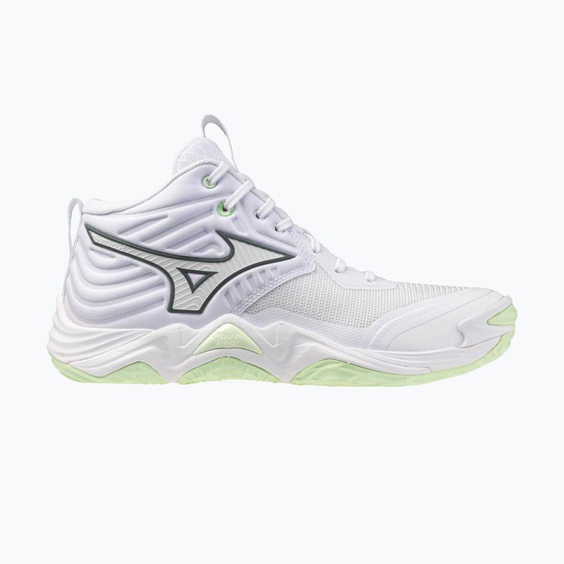 Încălțăminte de volei pentru femei Mizuno Wave Momentum Elite Mid white/balsam green/ambrosia