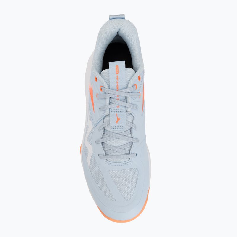 Încălțăminte de volei pentru femei Mizuno Wave Momentum Pro blue finch/lava orange/flamingo coral 5
