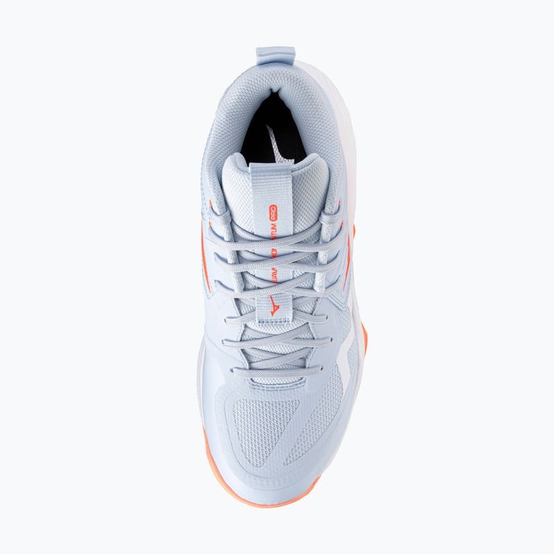 Încălțăminte de volei pentru femei Mizuno Wave Momentum Pro Mid blue finch/lava orange/flamingo coral 5