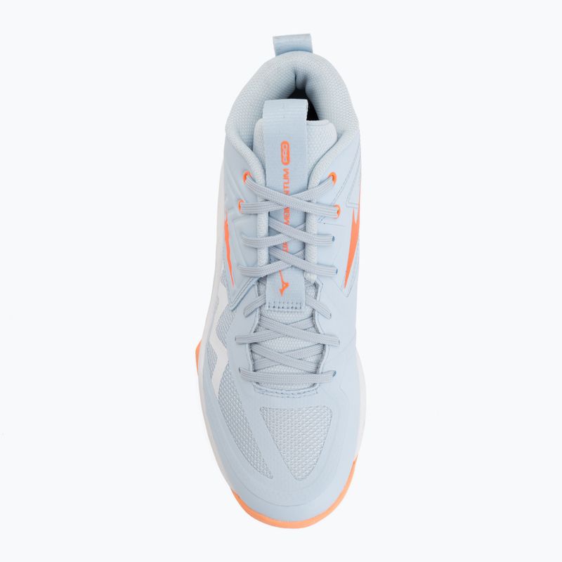 Încălțăminte de volei pentru femei Mizuno Wave Momentum Pro Mid blue finch/lava orange/flamingo coral 5