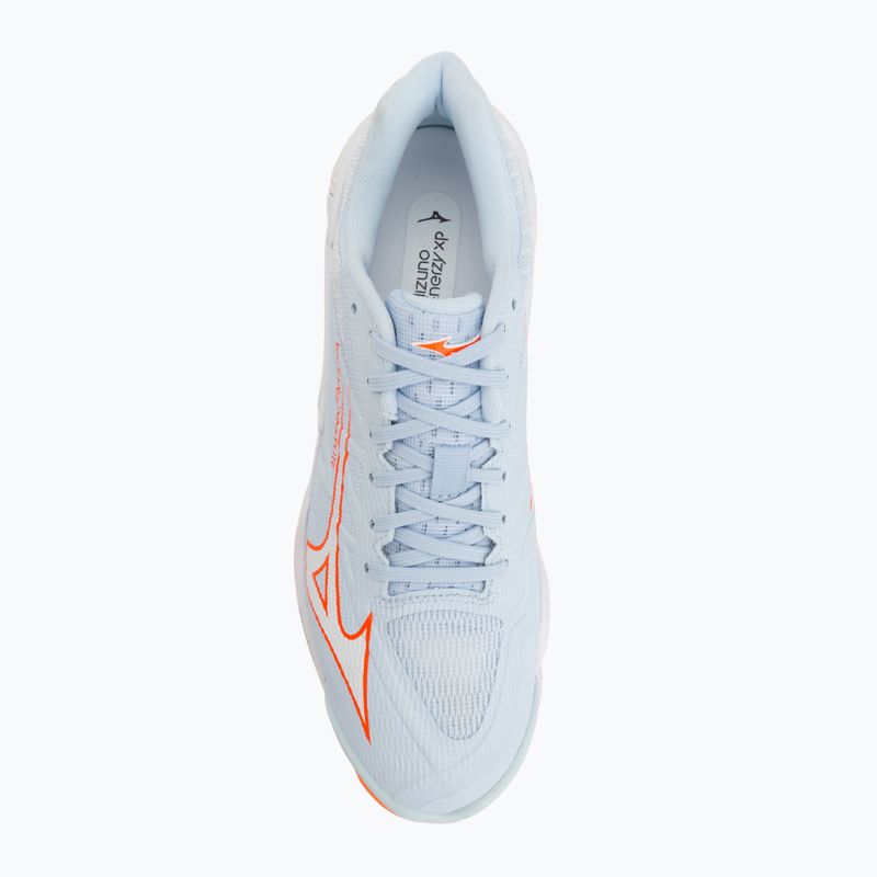 Încălțăminte de volei pentru femei Mizuno Wave Lightning Elite blue finch/white/lava orange 5